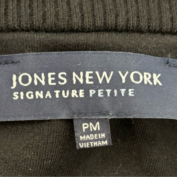 Jones New York Signature Women’s Front Zip Knit  Jacket Black Size Petite Medium - Picture 3 of 5